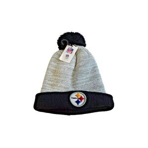 Pittsburgh Steelers NFL Team Apparel Knit Hat Beanie Pom Black/ Grey